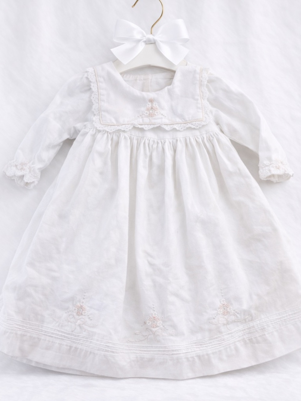 SPECIAL Will’beth 3T White Corduroy Heirloom Dress with Slip Embroidered Easter